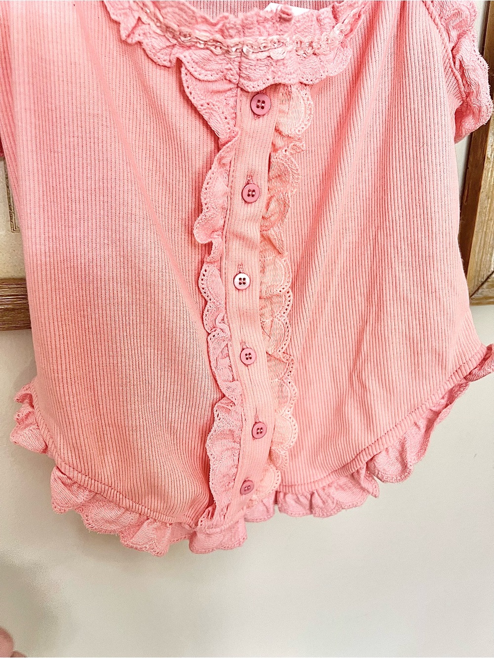 Pink Ruffle Button-Front Corset Tank - Picture 4 of 4
